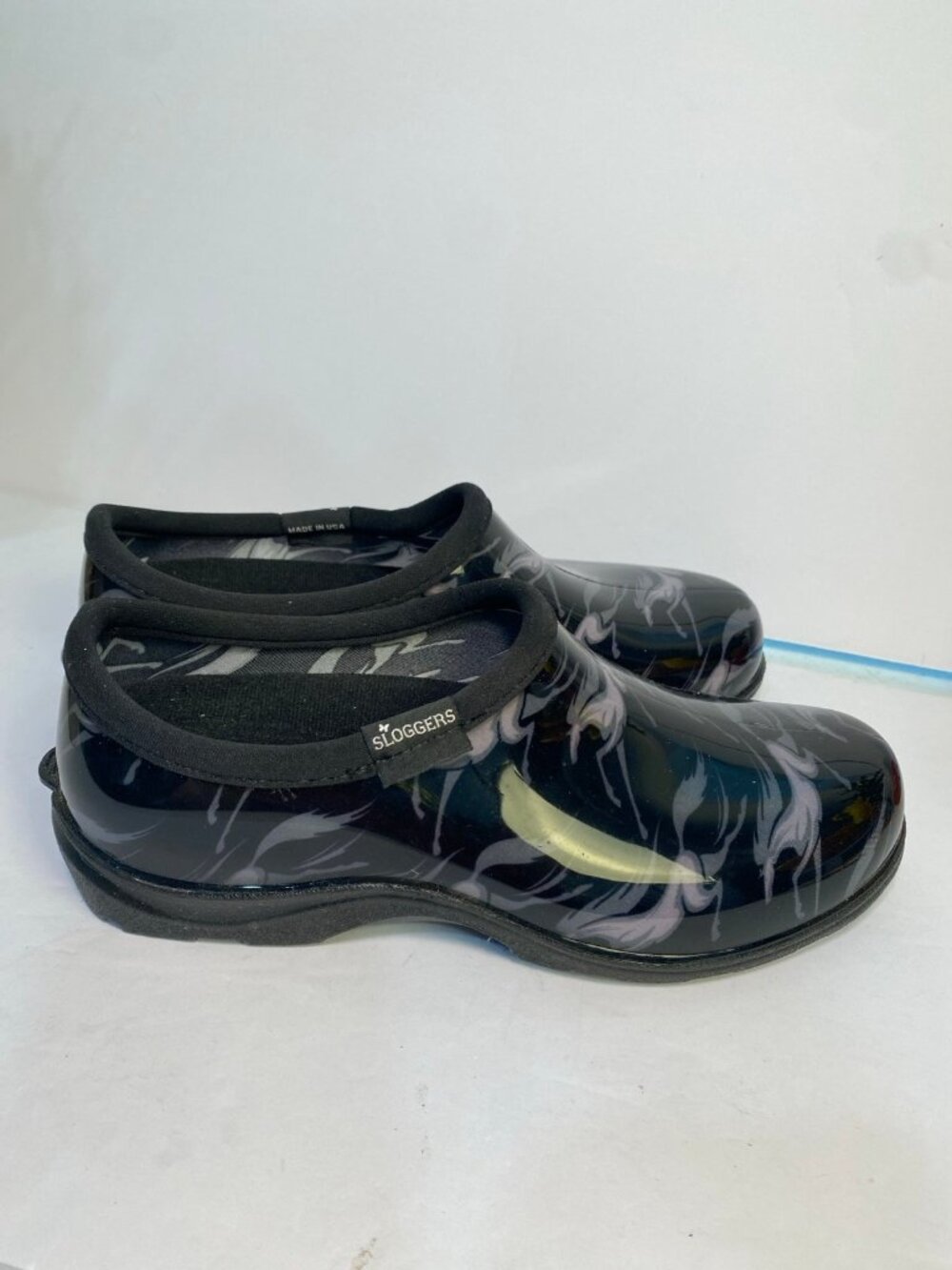 Sloggers Women’s Black White Garden Water Mules Slip On Shoes Size 8